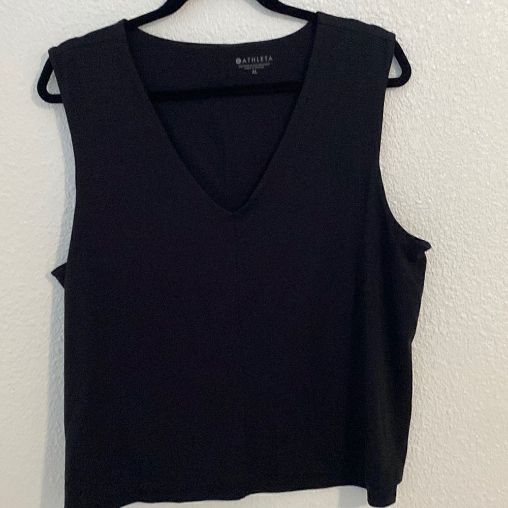 Athleta- Black tank with high rise back detail- Size XL